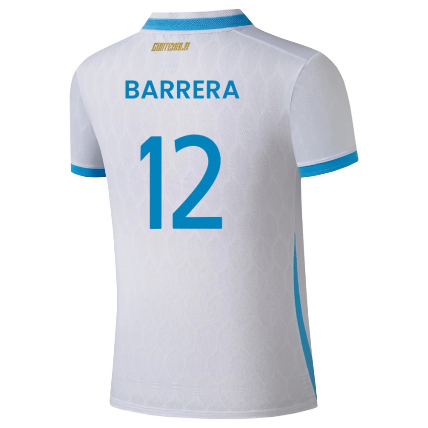 גברים גואטמלה Rogelio Barrera #12 לבן כחול שמיים זהב ג'רזי ביתית 26-28 חולצה קצרה