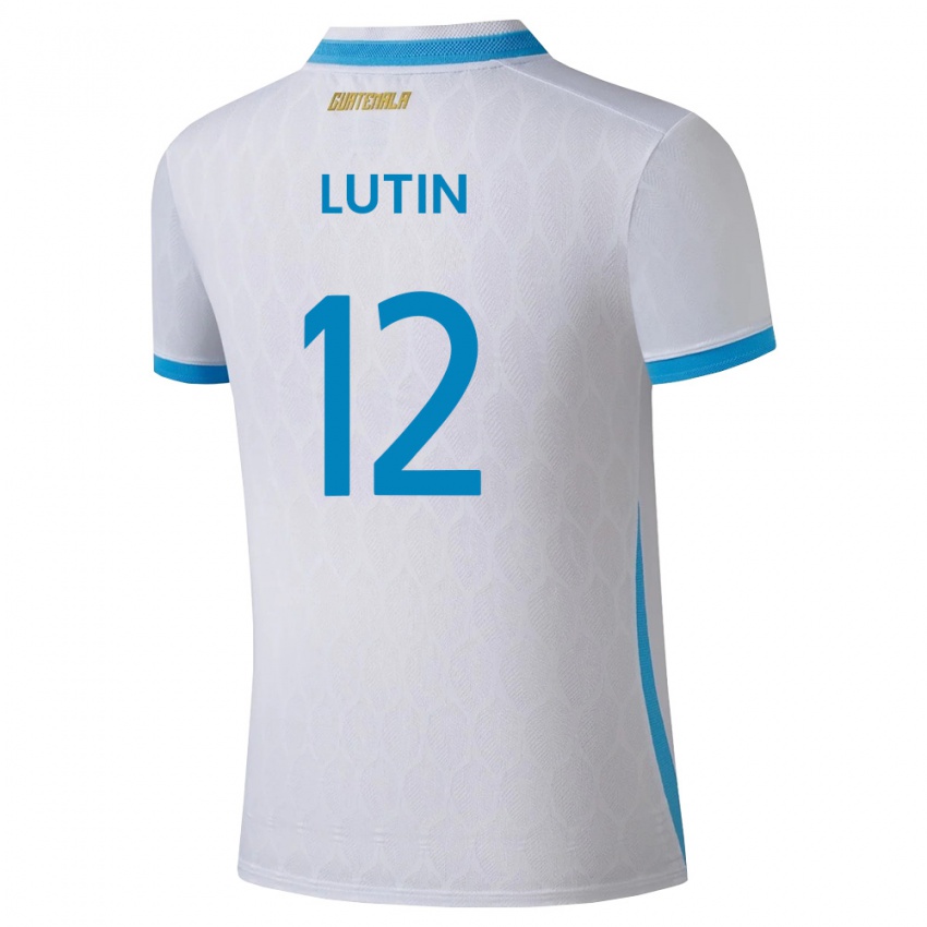 גברים גואטמלה John L Ut ב #12 לבן כחול שמיים זהב ג'רזי ביתית 26-28 חולצה קצרה