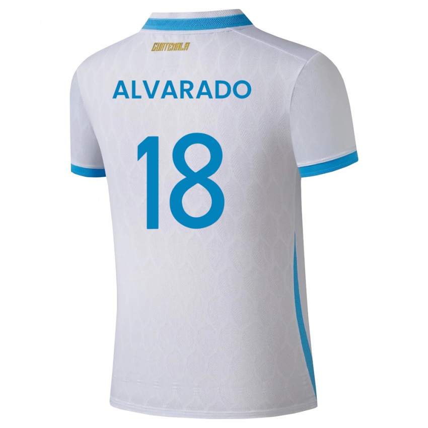 גברים גואטמלה Dereck Alvarado #18 לבן כחול שמיים זהב ג'רזי ביתית 26-28 חולצה קצרה