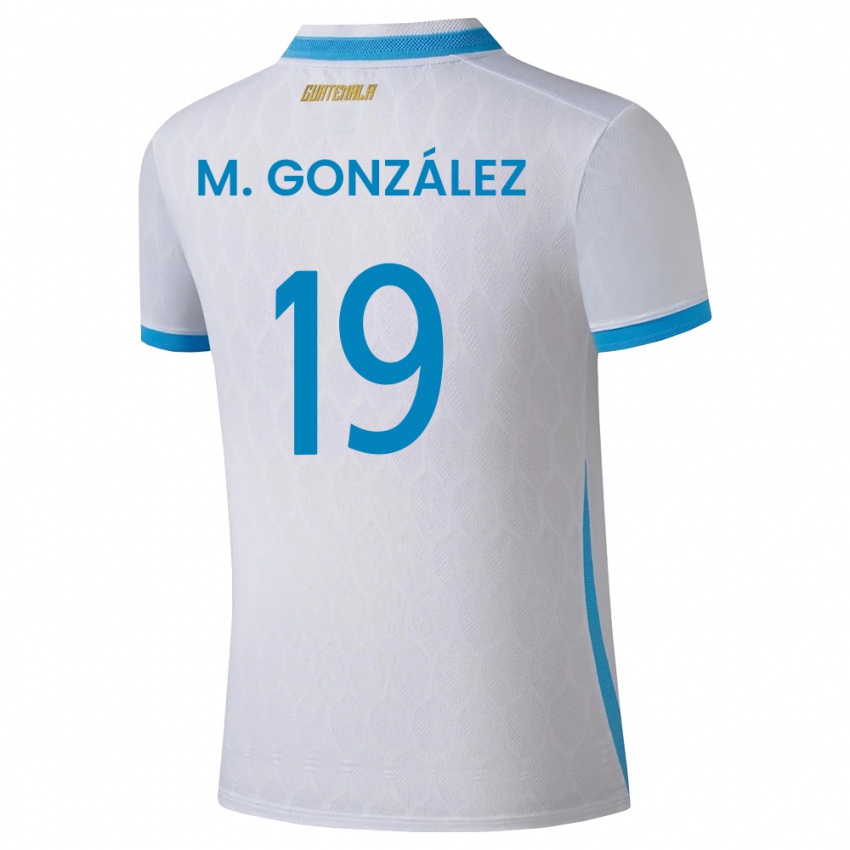 גברים גואטמלה Mayron González #19 לבן כחול שמיים זהב ג'רזי ביתית 26-28 חולצה קצרה
