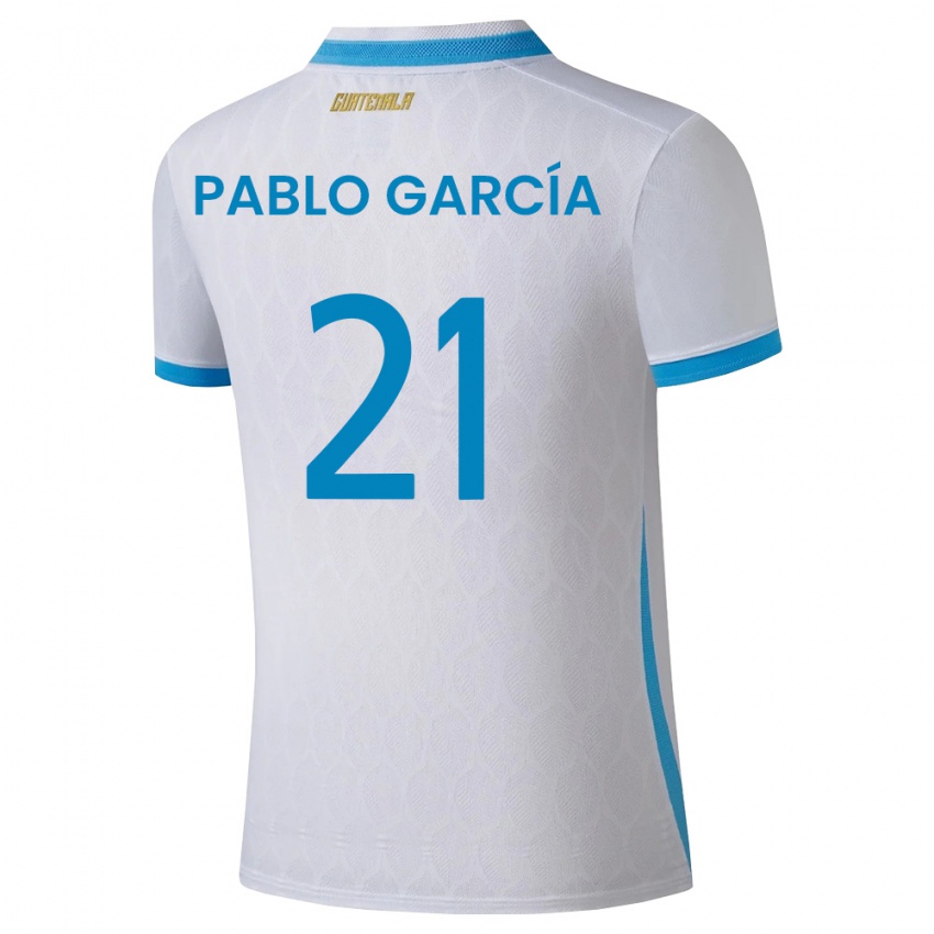 גברים גואטמלה José Pablo García #21 לבן כחול שמיים זהב ג'רזי ביתית 26-28 חולצה קצרה