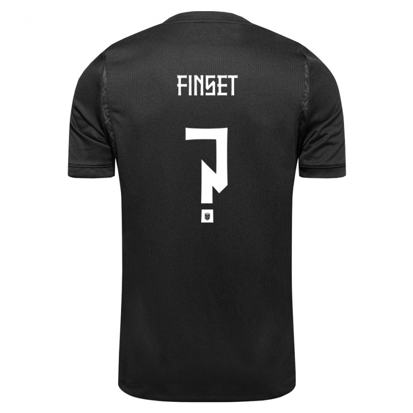 גברים נורבגיה Nikolai Finset #0 שחור הרחק ג'רזי 26-28 חולצה קצרה