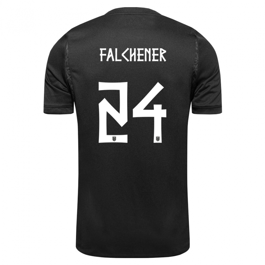 גברים נורבגיה Henrik Falchener #24 שחור הרחק ג'רזי 26-28 חולצה קצרה