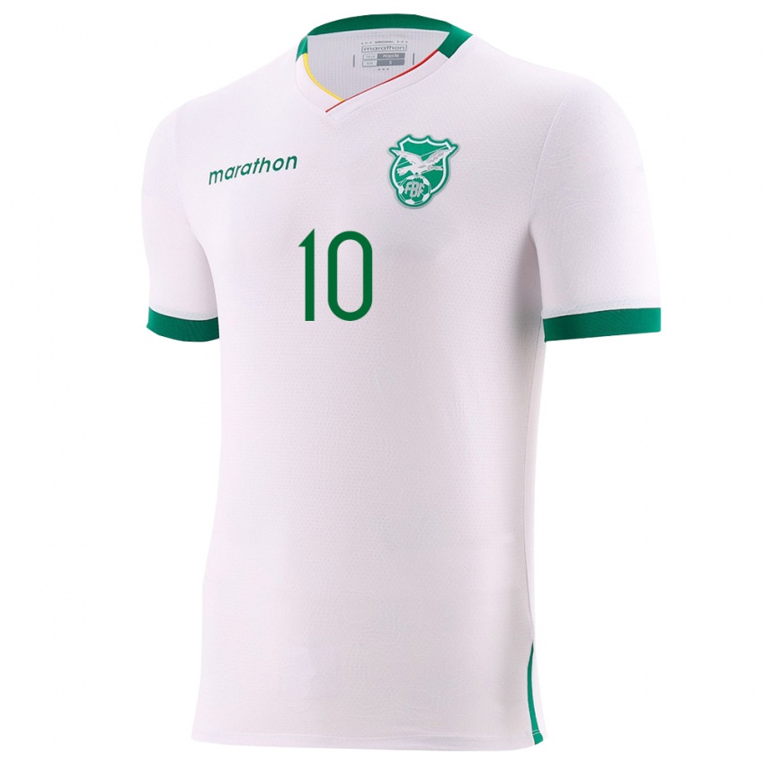 גברים בוליביה Leonardo Viviani #10 לבן ירוק אדום הרחק ג'רזי 26-28 חולצה קצרה