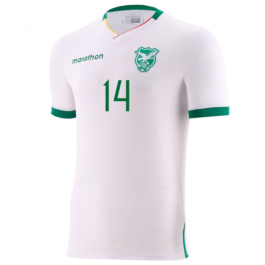 גברים בוליביה רובסון מתאוס #14 לבן ירוק אדום הרחק ג'רזי 26-28 חולצה קצרה