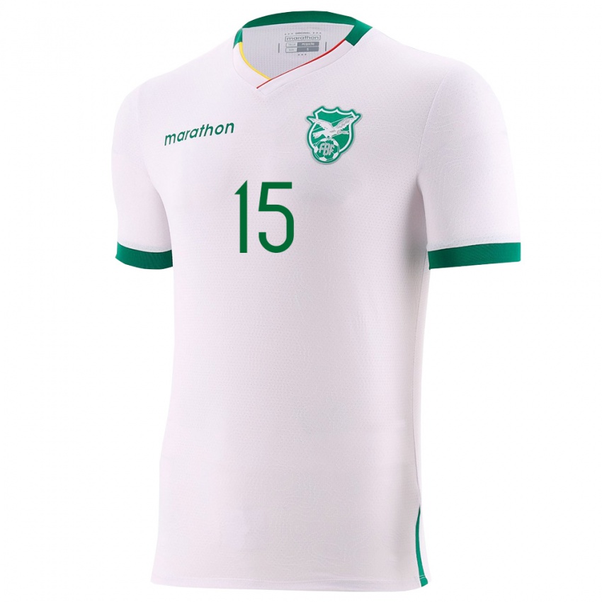 גברים בוליביה Ariel Pinto #15 לבן ירוק אדום הרחק ג'רזי 26-28 חולצה קצרה