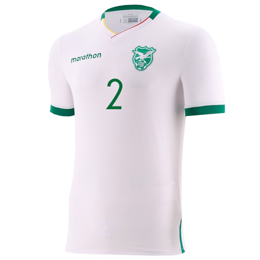 גברים בוליביה דייגו ארויו #2 לבן ירוק אדום הרחק ג'רזי 26-28 חולצה קצרה