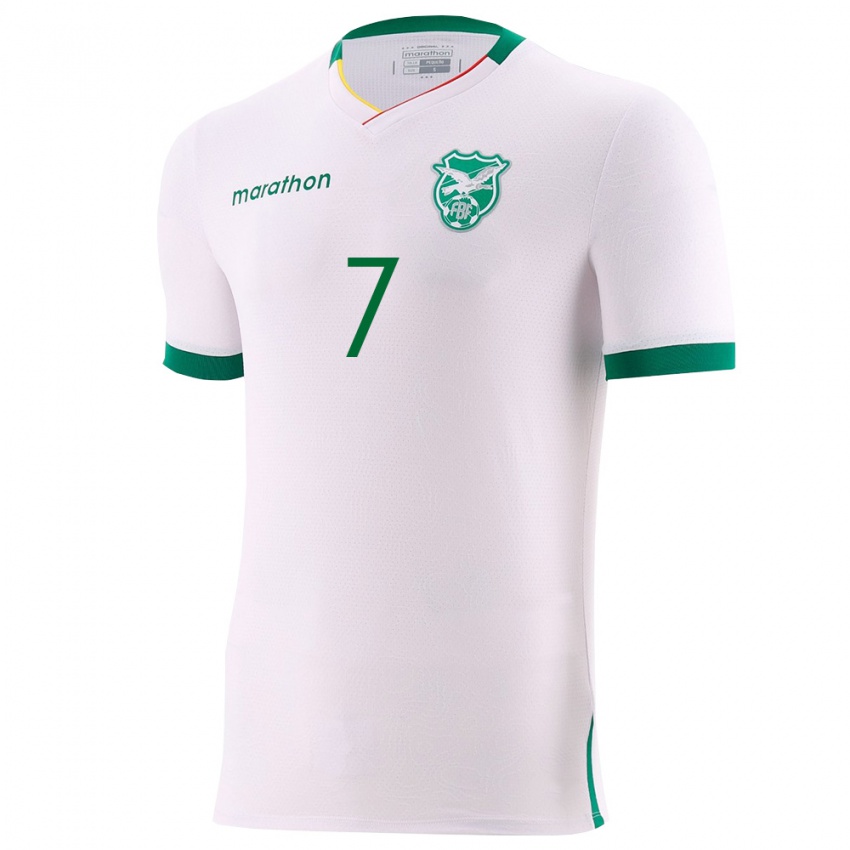 גברים בוליביה Braian Mamani #7 לבן ירוק אדום הרחק ג'רזי 26-28 חולצה קצרה