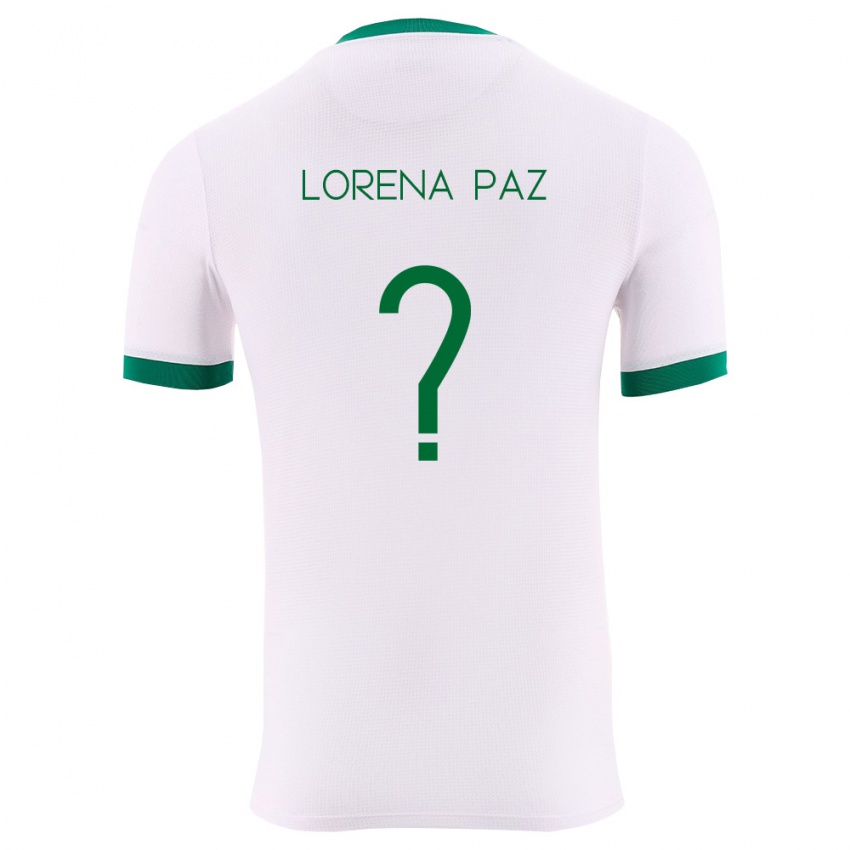 גברים בוליביה Karla Lorena Paz #0 לבן ירוק אדום הרחק ג'רזי 26-28 חולצה קצרה