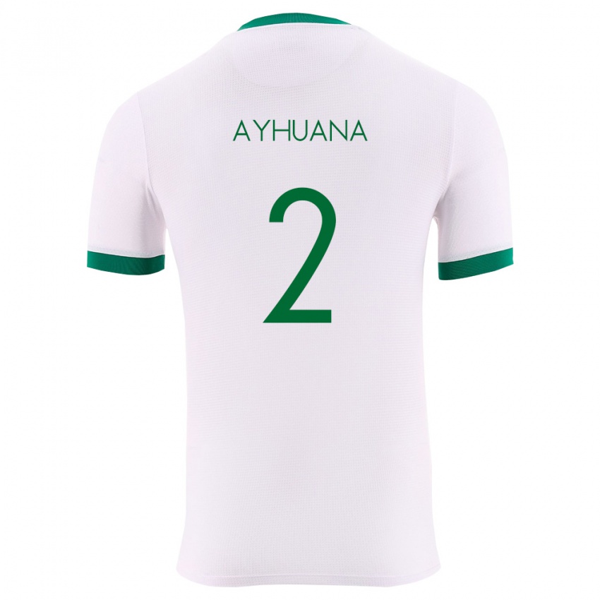 גברים בוליביה Anderson Ayhuana #2 לבן ירוק אדום הרחק ג'רזי 26-28 חולצה קצרה