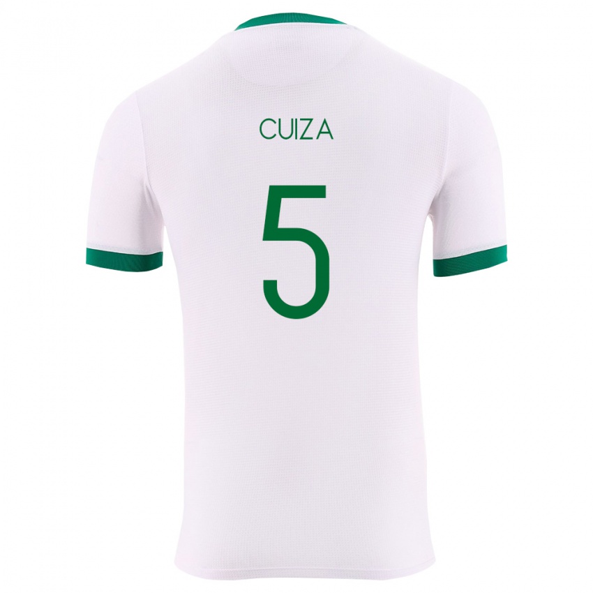 גברים בוליביה Santiago Cuiza #5 לבן ירוק אדום הרחק ג'רזי 26-28 חולצה קצרה