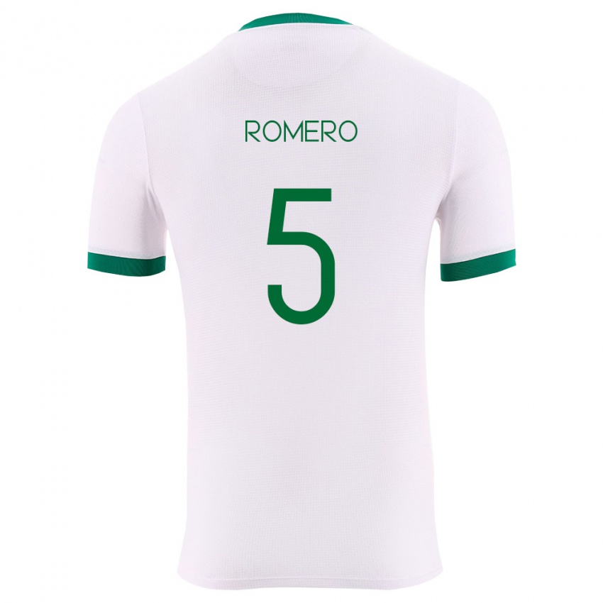 גברים בוליביה César Romero #5 לבן ירוק אדום הרחק ג'רזי 26-28 חולצה קצרה