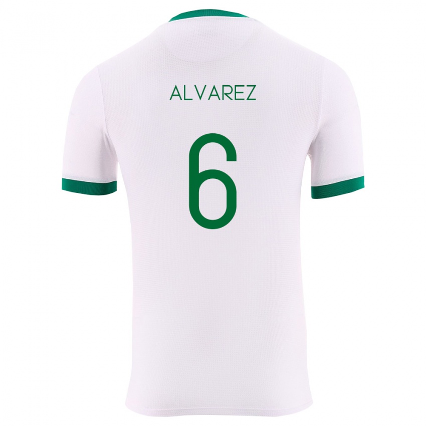 גברים בוליביה Eduardo Álvarez #6 לבן ירוק אדום הרחק ג'רזי 26-28 חולצה קצרה