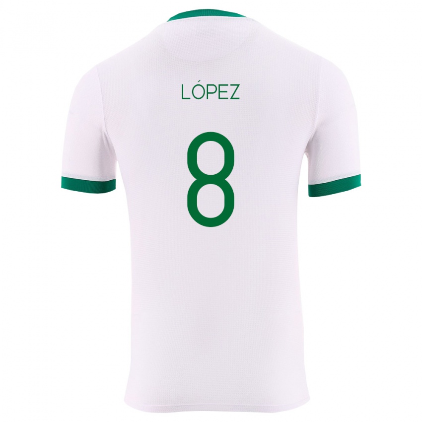 גברים בוליביה Óscar López #8 לבן ירוק אדום הרחק ג'רזי 26-28 חולצה קצרה