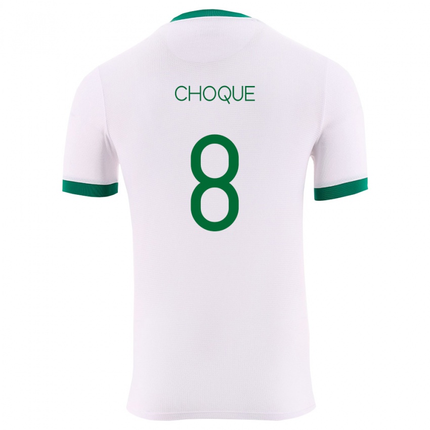 גברים בוליביה Deybi Choque #8 לבן ירוק אדום הרחק ג'רזי 26-28 חולצה קצרה