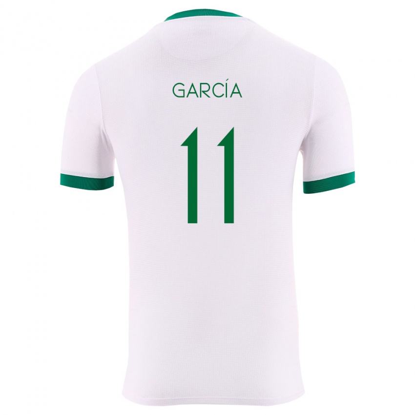 גברים בוליביה Santos García #11 לבן ירוק אדום הרחק ג'רזי 26-28 חולצה קצרה