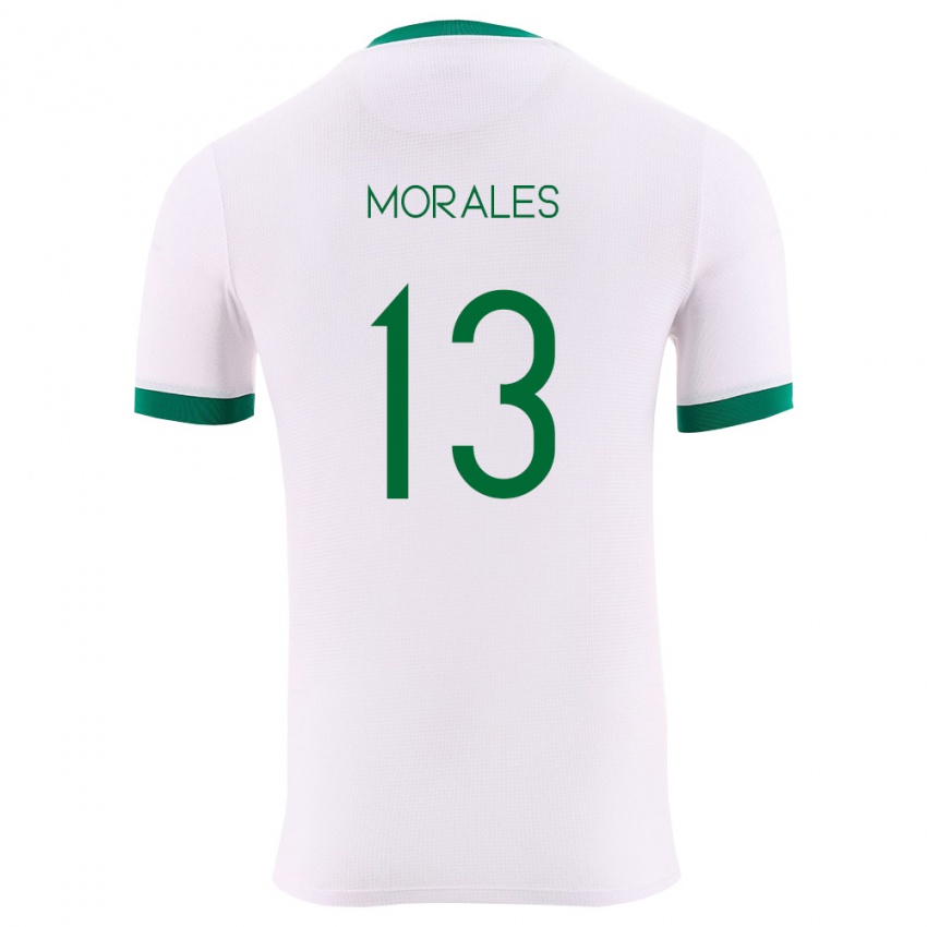 גברים בוליביה Ericka Morales #13 לבן ירוק אדום הרחק ג'רזי 26-28 חולצה קצרה