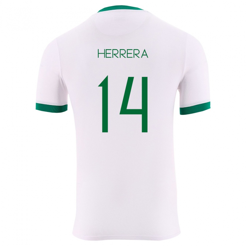 גברים בוליביה José Herrera #14 לבן ירוק אדום הרחק ג'רזי 26-28 חולצה קצרה