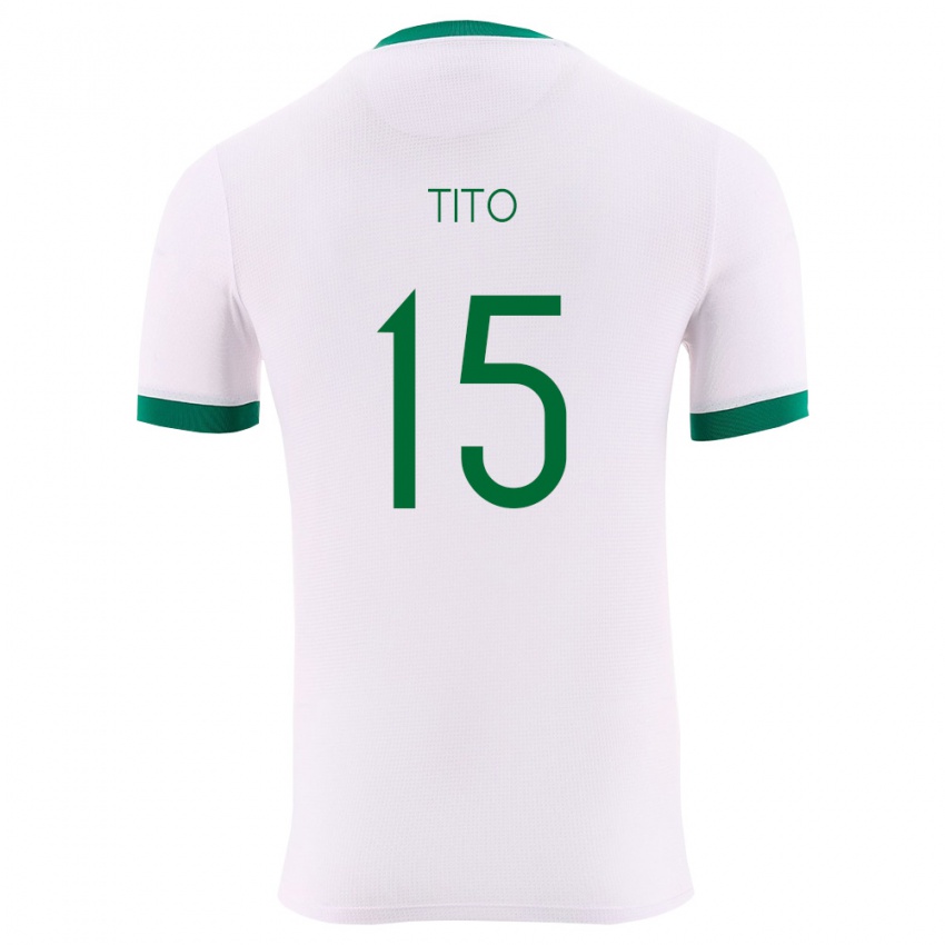 גברים בוליביה Nathan Tito #15 לבן ירוק אדום הרחק ג'רזי 26-28 חולצה קצרה