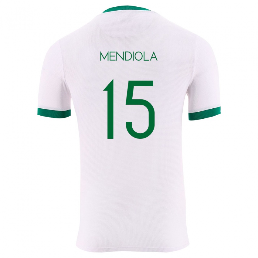גברים בוליביה Aidé Mendiola #15 לבן ירוק אדום הרחק ג'רזי 26-28 חולצה קצרה