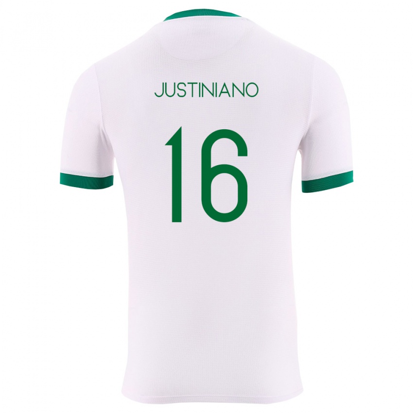 גברים בוליביה Leonardo Justiniano #16 לבן ירוק אדום הרחק ג'רזי 26-28 חולצה קצרה