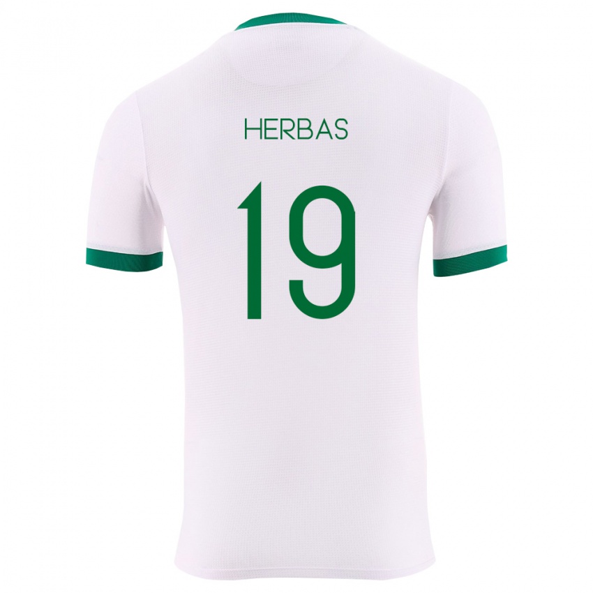 גברים בוליביה Alan Herbas #19 לבן ירוק אדום הרחק ג'רזי 26-28 חולצה קצרה