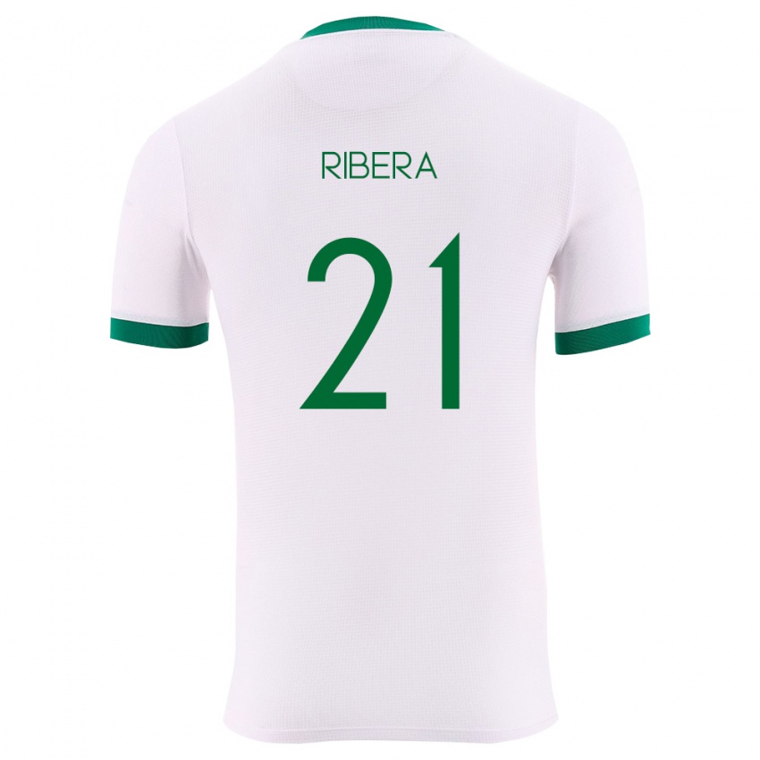 גברים בוליביה Daniel Ribera #21 לבן ירוק אדום הרחק ג'רזי 26-28 חולצה קצרה