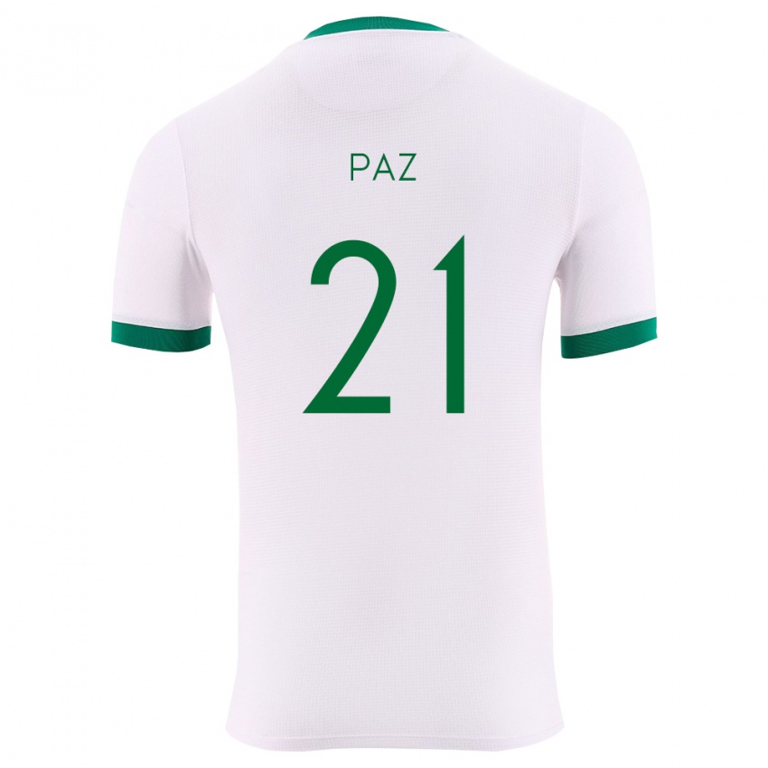 גברים בוליביה Luis Paz #21 לבן ירוק אדום הרחק ג'רזי 26-28 חולצה קצרה