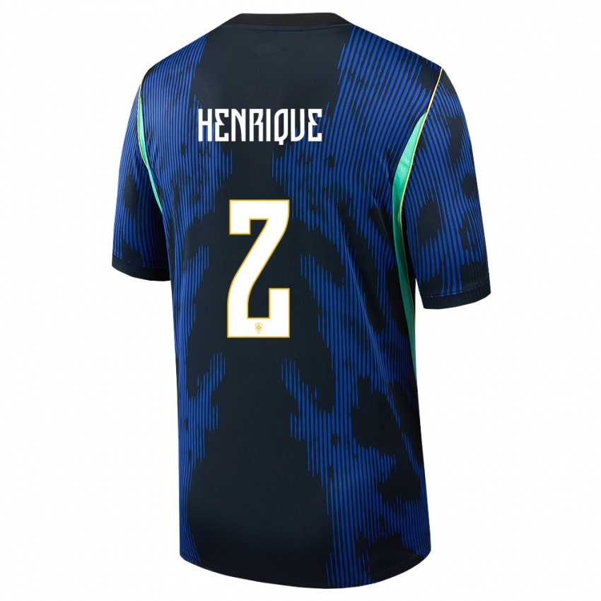 גברים ברזיל Henrique #2 כחול כהה צהוב הרחק ג'רזי 26-28 חולצה קצרה