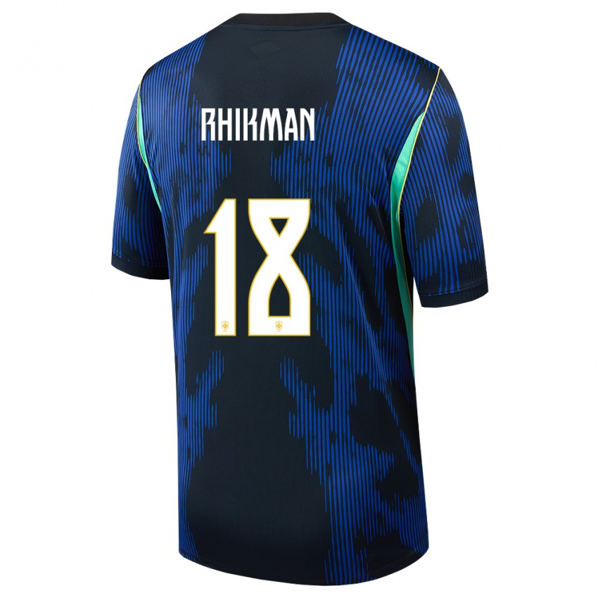 גברים ברזיל Murilo Rhikman #18 כחול כהה צהוב הרחק ג'רזי 26-28 חולצה קצרה