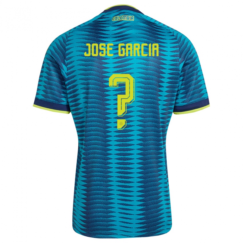גברים קולומביה José García #0 כחול כהה צהוב הרחק ג'רזי 26-28 חולצה קצרה