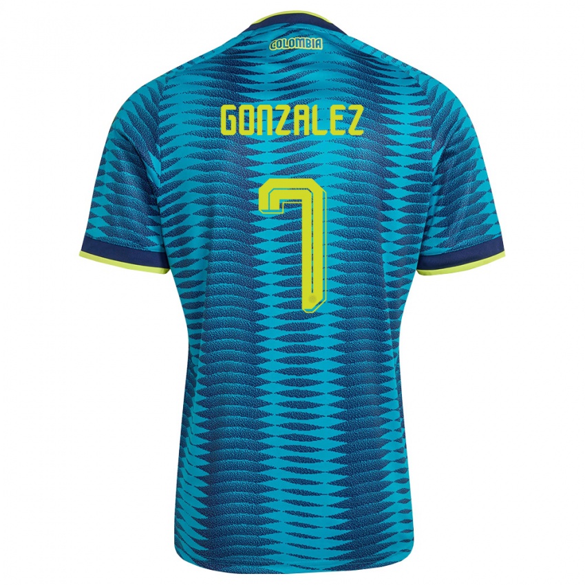 גברים קולומביה Celis González #7 כחול כהה צהוב הרחק ג'רזי 26-28 חולצה קצרה
