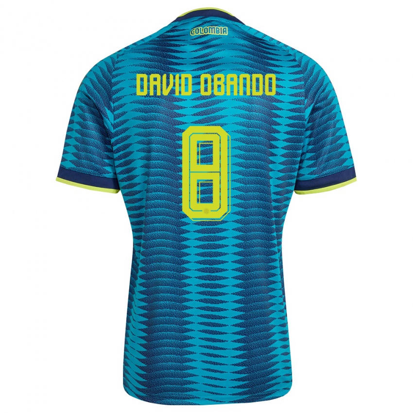 גברים קולומביה Juan David Obando #8 כחול כהה צהוב הרחק ג'רזי 26-28 חולצה קצרה