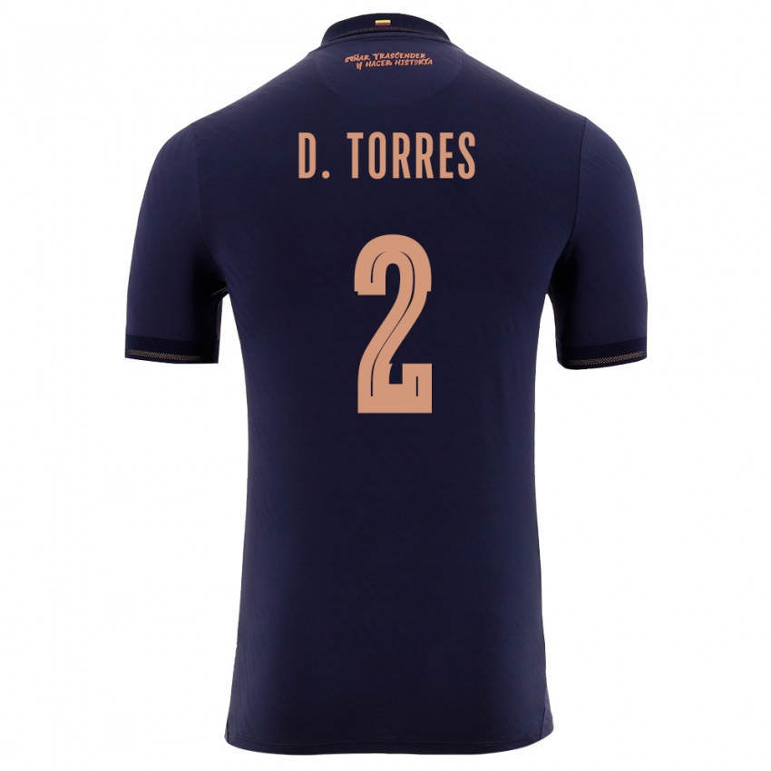 גברים אקוודור Darío Torres #2 כהה זהב הרחק ג'רזי 26-28 חולצה קצרה