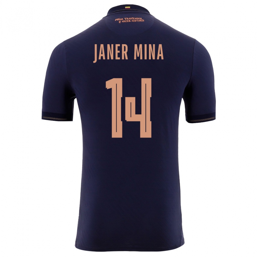 גברים אקוודור Janer Mina #14 כהה זהב הרחק ג'רזי 26-28 חולצה קצרה