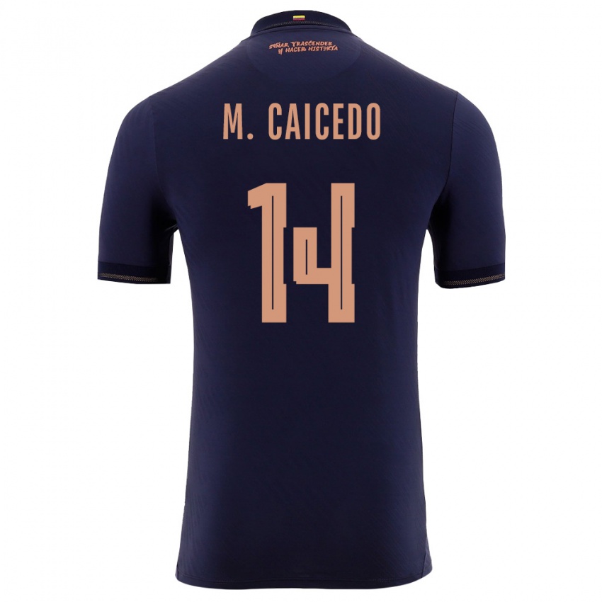 גברים אקוודור Maikel Caicedo #14 כהה זהב הרחק ג'רזי 26-28 חולצה קצרה