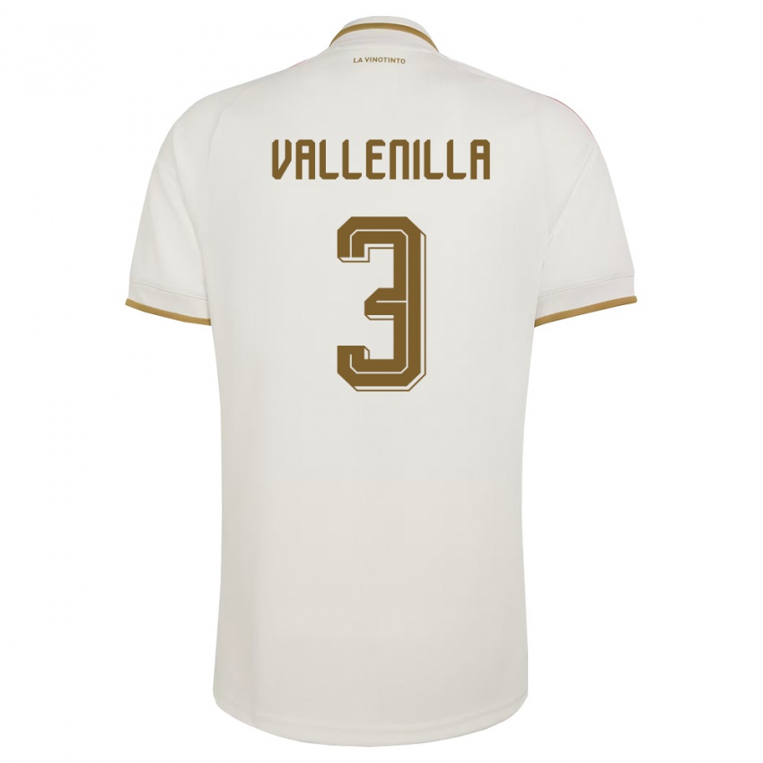 גברים ונצואלה Wilmer Vallenilla #3 שמנת צהוב הרחק ג'רזי 26-28 חולצה קצרה