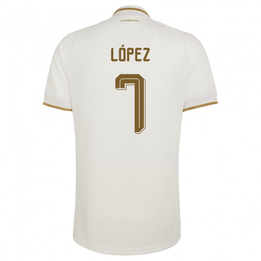 גברים ונצואלה José López #7 שמנת צהוב הרחק ג'רזי 26-28 חולצה קצרה