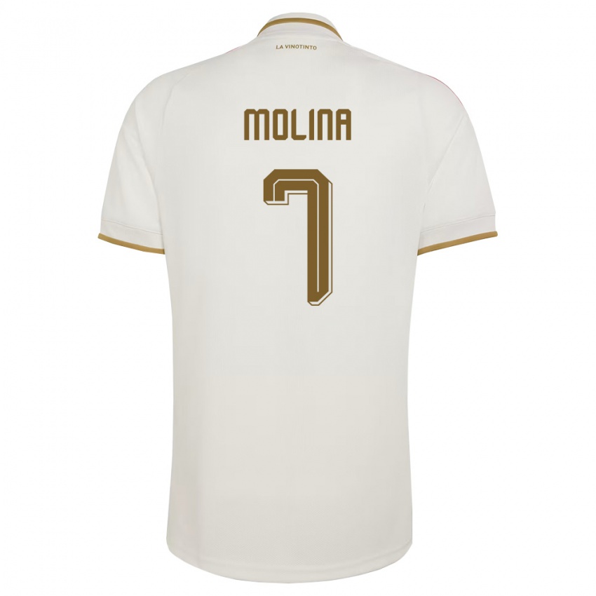 גברים ונצואלה Gregory Molina #7 שמנת צהוב הרחק ג'רזי 26-28 חולצה קצרה