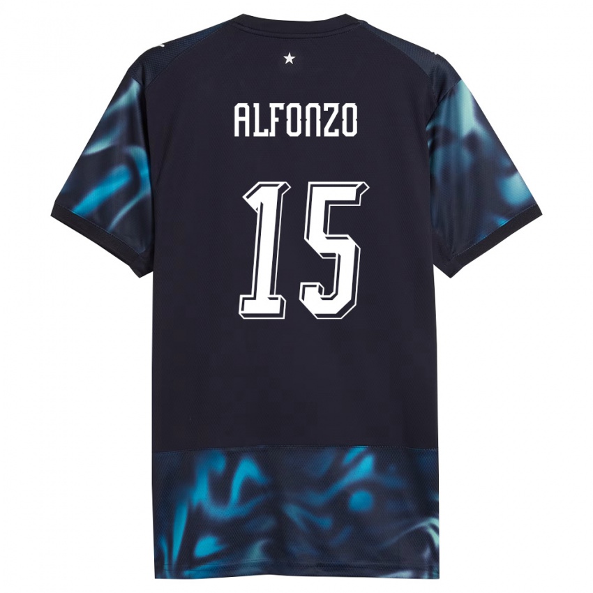 גברים פרגוואי Axel Alfonzo #15 כהה כחול שמיים הרחק ג'רזי 26-28 חולצה קצרה