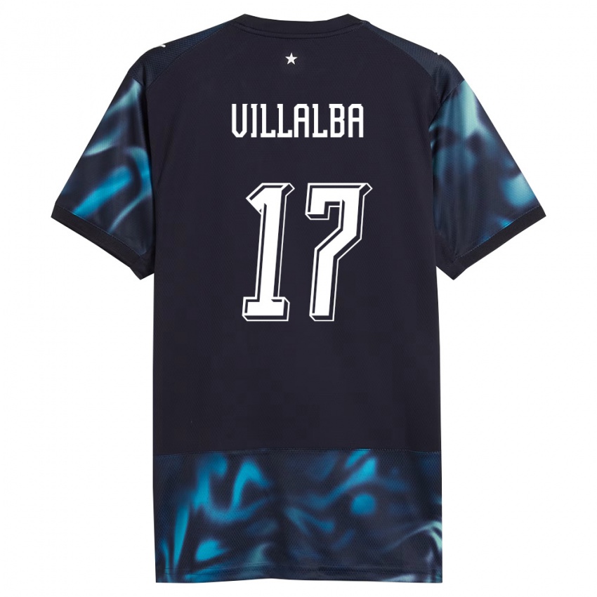 גברים פרגוואי Rodrigo Villalba #17 כהה כחול שמיים הרחק ג'רזי 26-28 חולצה קצרה