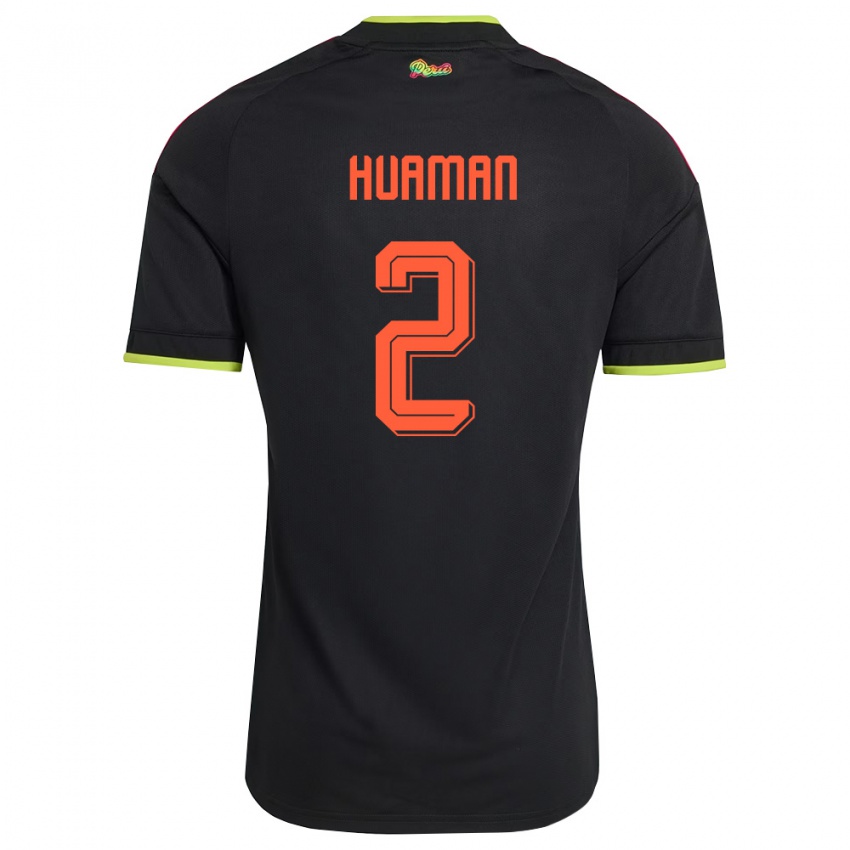 גברים פרו Marco Huamán #2 שחור צהוב ורוד הרחק ג'רזי 26-28 חולצה קצרה