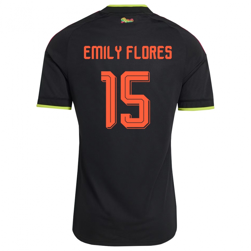גברים פרו Emily Flores #15 שחור צהוב ורוד הרחק ג'רזי 26-28 חולצה קצרה