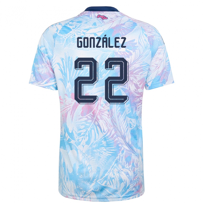 גברים קוסטה ריקה Kenneth González #22 כחול שמיים כהה ורוד הרחק ג'רזי 26-28 חולצה קצרה