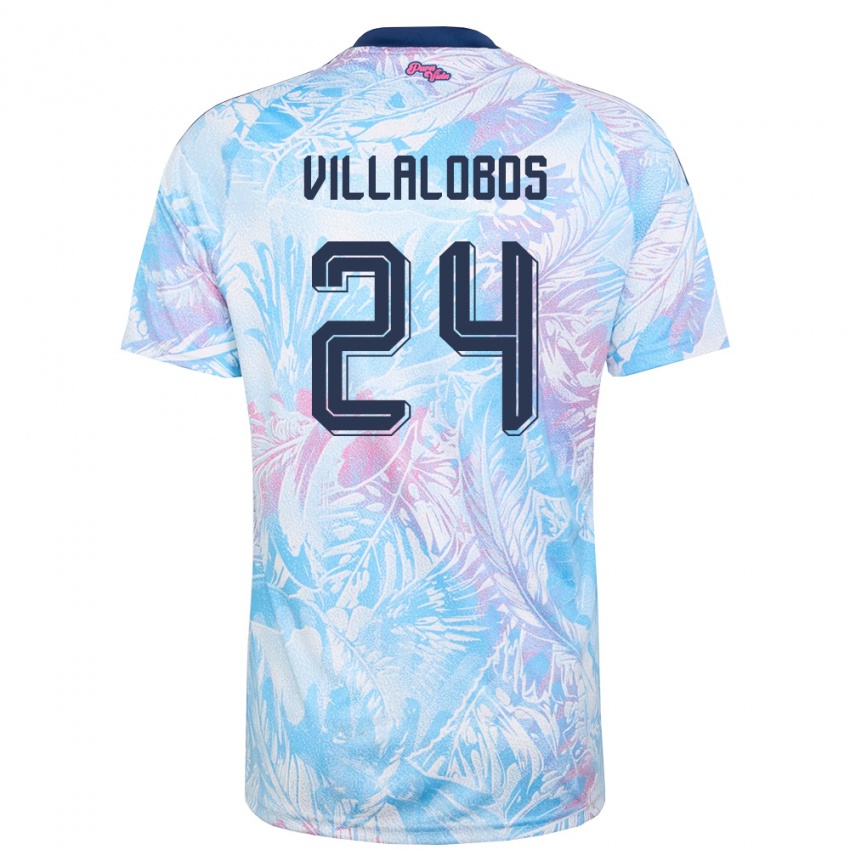 גברים קוסטה ריקה Anthuan Villalobos #24 כחול שמיים כהה ורוד הרחק ג'רזי 26-28 חולצה קצרה