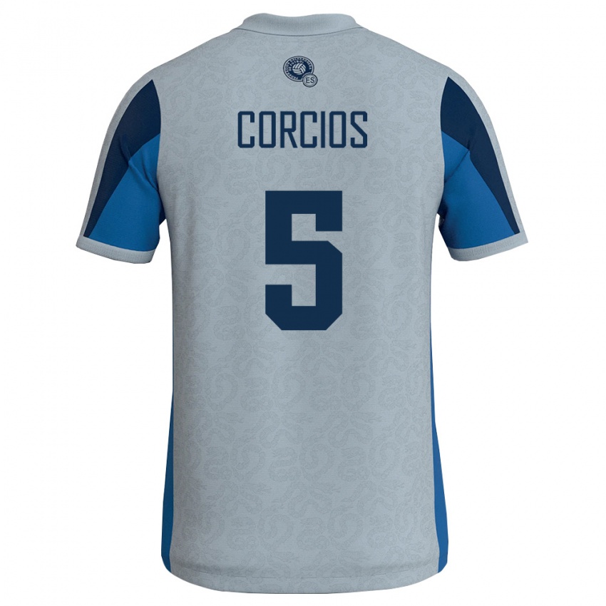 גברים אל סלוודור Allan Corcios #5 לבן כחול שמיים הרחק ג'רזי 26-28 חולצה קצרה