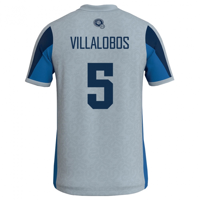 גברים אל סלוודור כריסטיאן ויללובוס #5 לבן כחול שמיים הרחק ג'רזי 26-28 חולצה קצרה