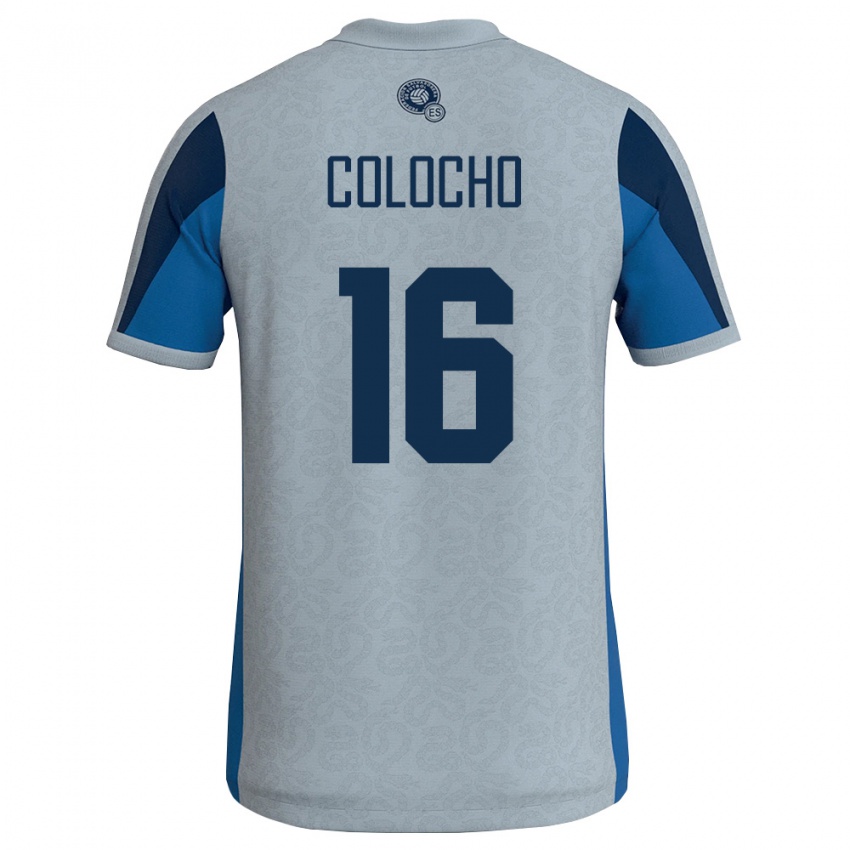 גברים אל סלוודור Aiden Colocho #16 לבן כחול שמיים הרחק ג'רזי 26-28 חולצה קצרה