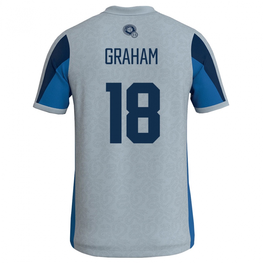 גברים אל סלוודור Xaviair Graham #18 לבן כחול שמיים הרחק ג'רזי 26-28 חולצה קצרה