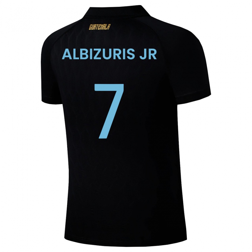 גברים גואטמלה Claudio Albizuris Jr #7 שחור כחול שמיים לבן הרחק ג'רזי 26-28 חולצה קצרה